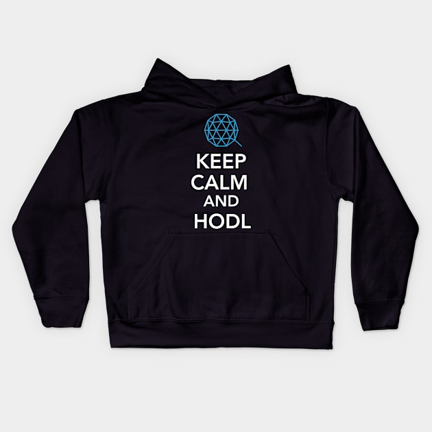 Qtum Coin - Keep Calm and HODL Qtum Cryptocurrency Kids Hoodie by vladocar